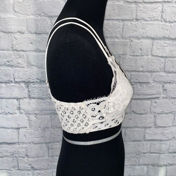 Francesca’s lace criss cross back bralette w/4 adjustable straps white sz Med - Picture 5 of 8